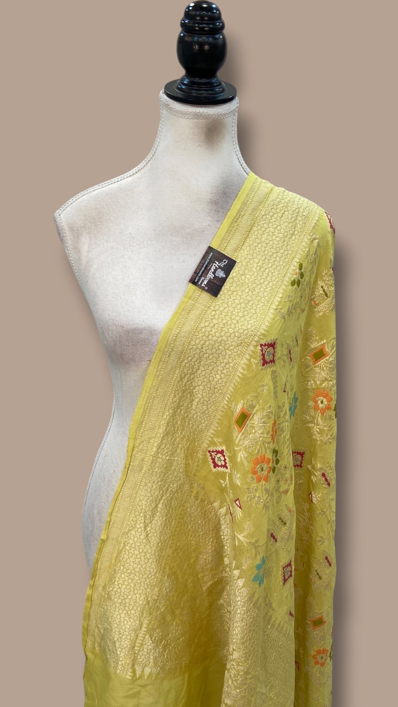 Pure Moonga Georgette Handloom Dupatta - Meenakari