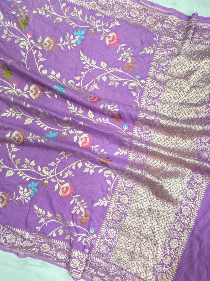 Pure Moonga Georgette Handloom Dupatta - Meenakari