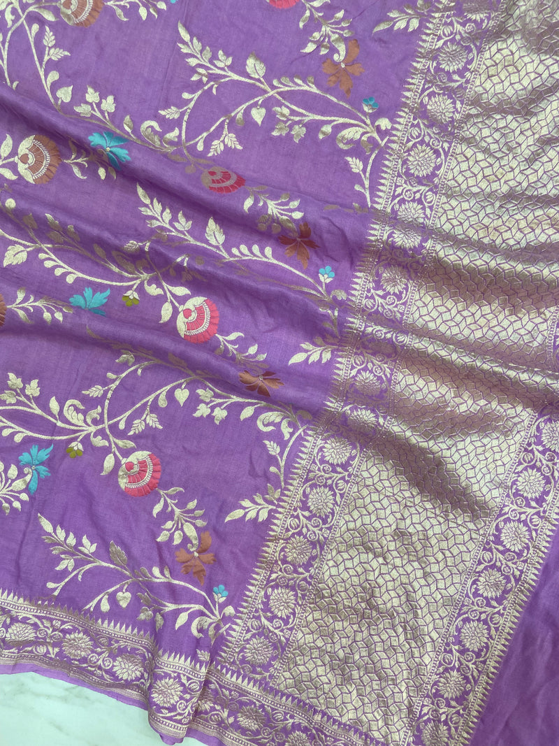 Pure Moonga Georgette Handloom Dupatta - Meenakari