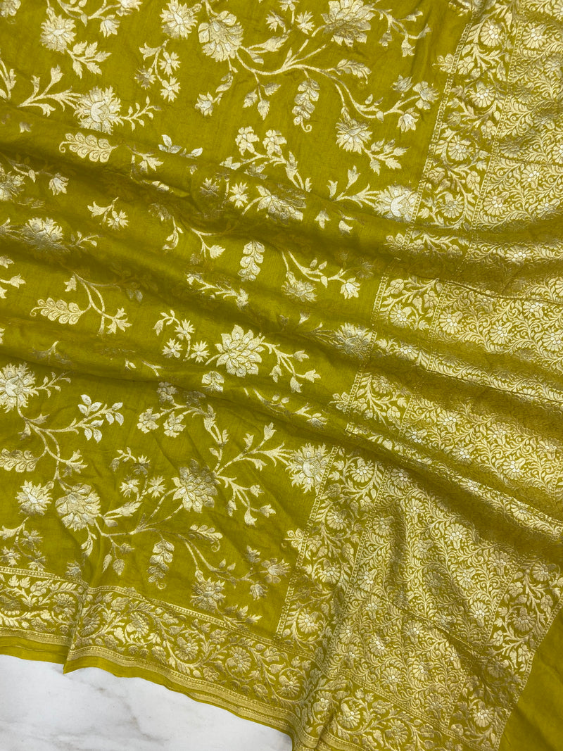 Pure Moonga Georgette Handloom Dupatta - All Over Sona Roopa Jaal Work