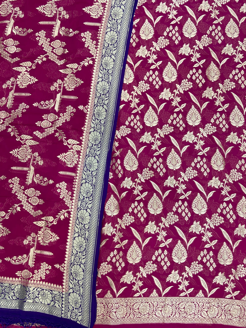 Khaddi Georgette Banarasi Dress material Water Zari - The Handlooms