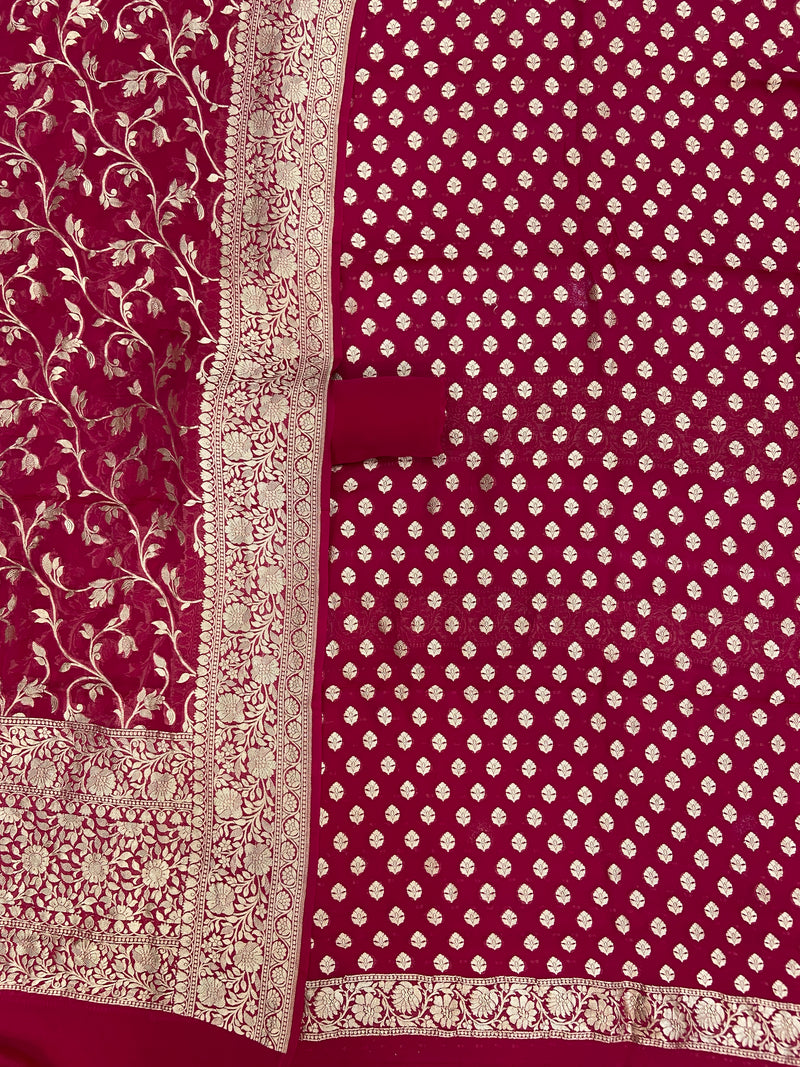 Khaddi Georgette Banarasi Dress material Water Zari - The Handlooms