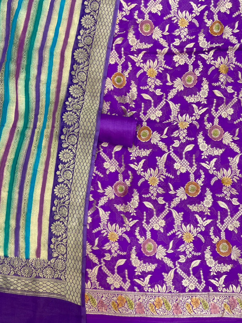 Khaddi Georgette Banarasi Dress material Water Zari - The Handlooms