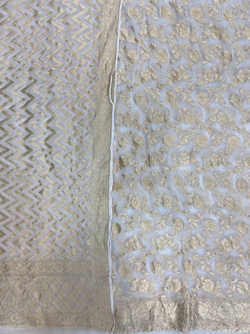 Khaddi Georgette Banarasi Dress material Water Zari - The Handlooms