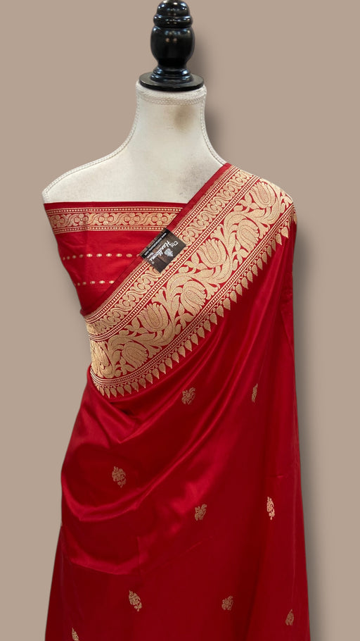 Pure Katan Silk Banarasi Handloom Saree - All Over Kadua Motifs - The Handlooms