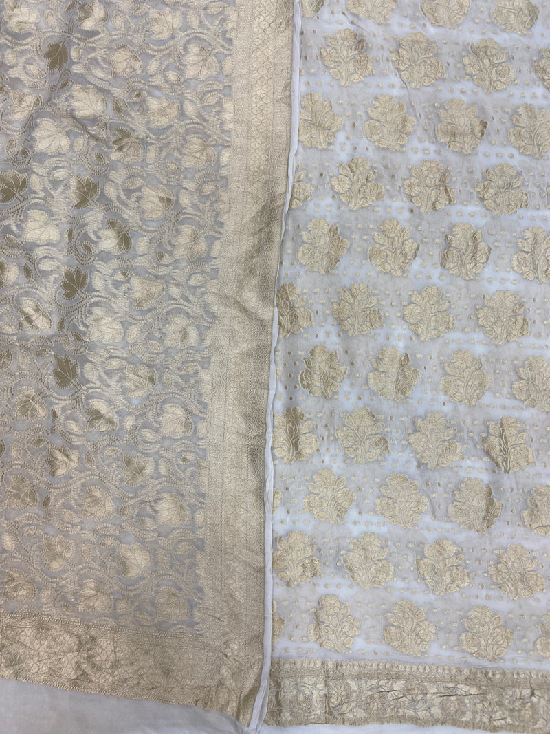 Khaddi Georgette Banarasi Dress material Water Zari - The Handlooms