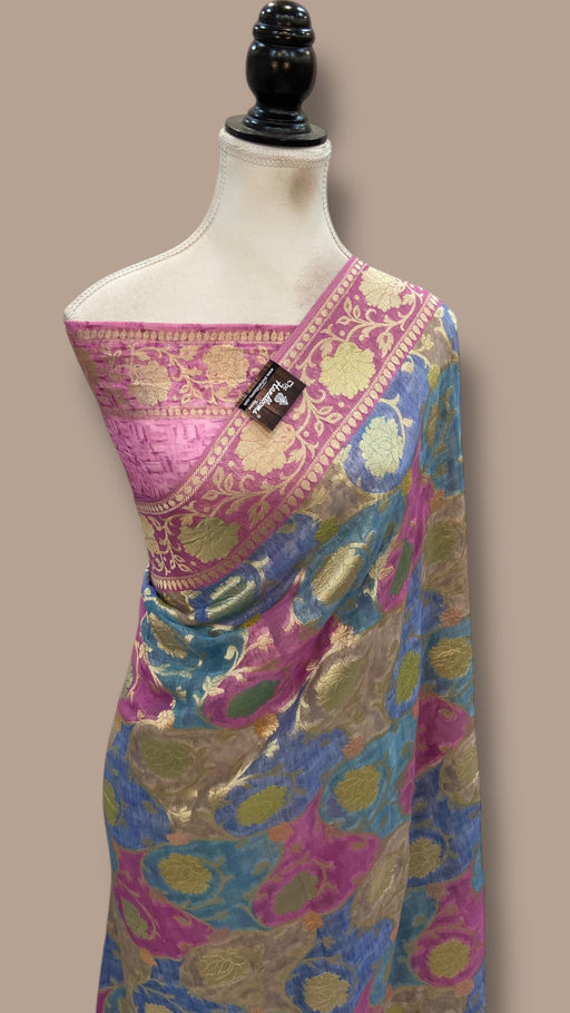 Pure Georgette Banarasi Saree With Rangkat - The Handlooms