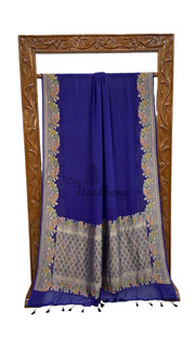 Khaddi Georgette Handloom Banarasi Saree - Water Zari - The Handlooms