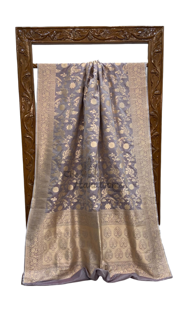 Pure Katan Silk Banarasi Handloom Saree - All Over Motifs - The Handlooms