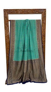 Pure Khaddi Georgette Handloom Banarasi Saree - Antique Zari - The Handlooms