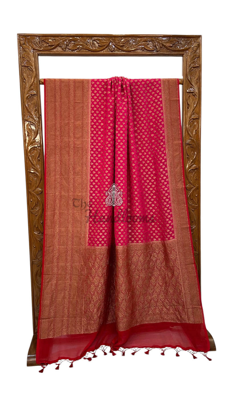 Khaddi Georgette Handloom Banarasi Saree -  Antique zari