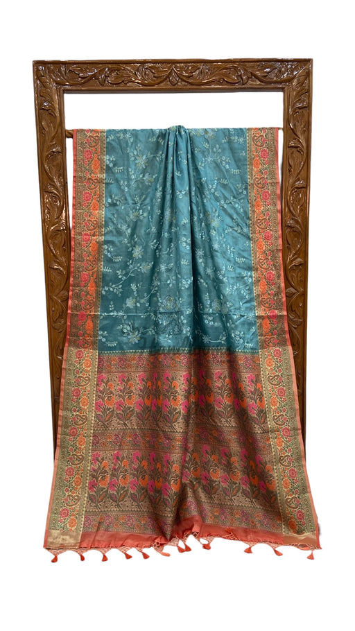 Tussar Silk Handloom Banarasi Saree With Chikankari - The Handlooms