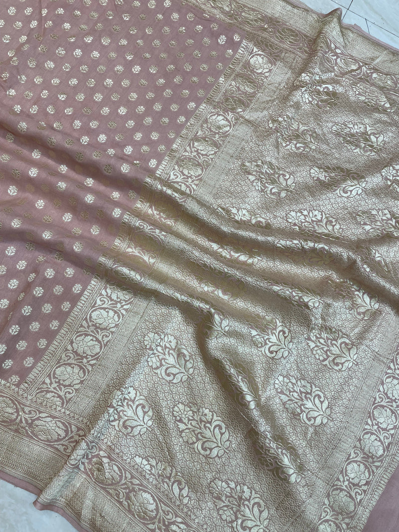 Moonga Georgette Handloom Banarasi Saree - The Handlooms