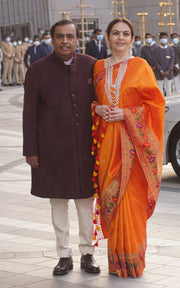 Nita Ambani in Pure Katan Silk Banarasi Handloom Saree - The Handlooms