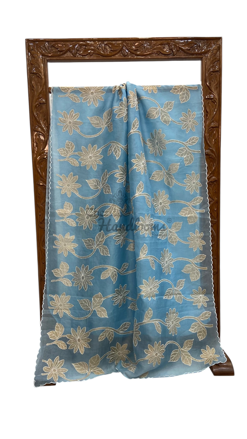 Pure Organza Handloom Banarasi Saree - Handwork - The Handlooms