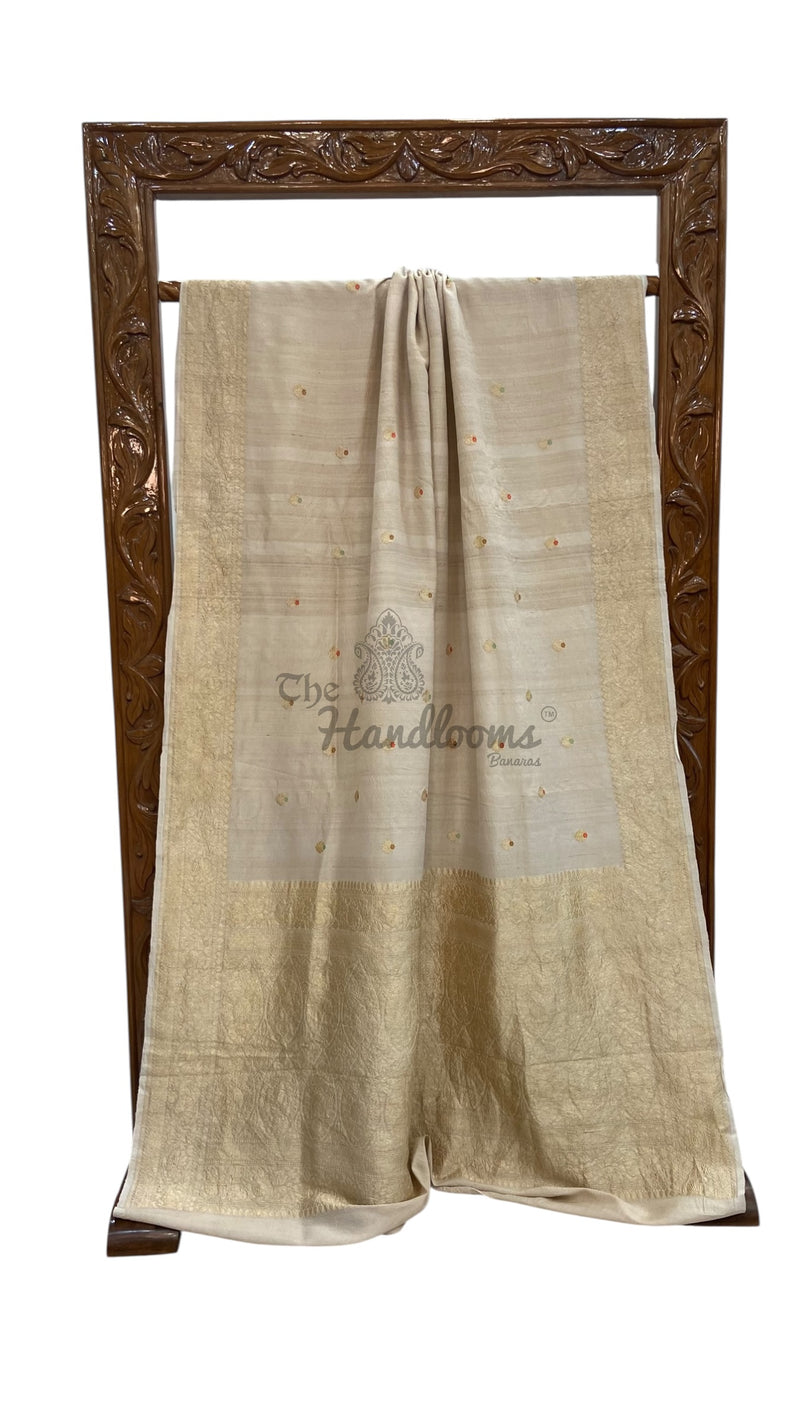 Tussar Georgette Handloom Banarasi Saree - Antique Zari - The Handlooms