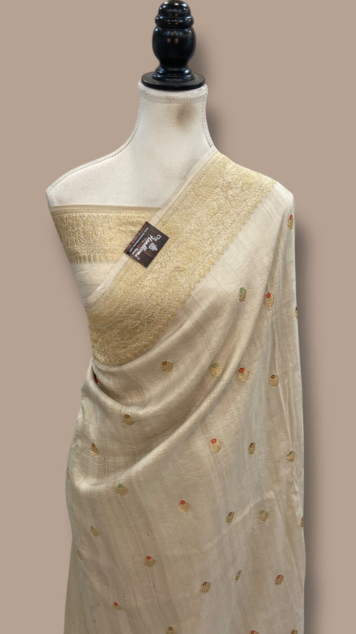 Tussar Georgette Handloom Banarasi Saree - Antique Zari - The Handlooms