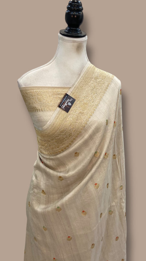 Tussar Georgette Handloom Banarasi Saree - Antique Zari - The Handlooms