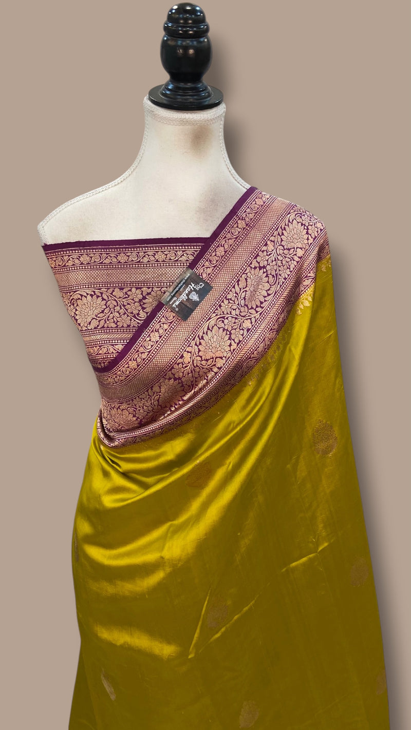 Pure Katan Silk Banarasi Handloom Saree - All Over Kadua Motifs