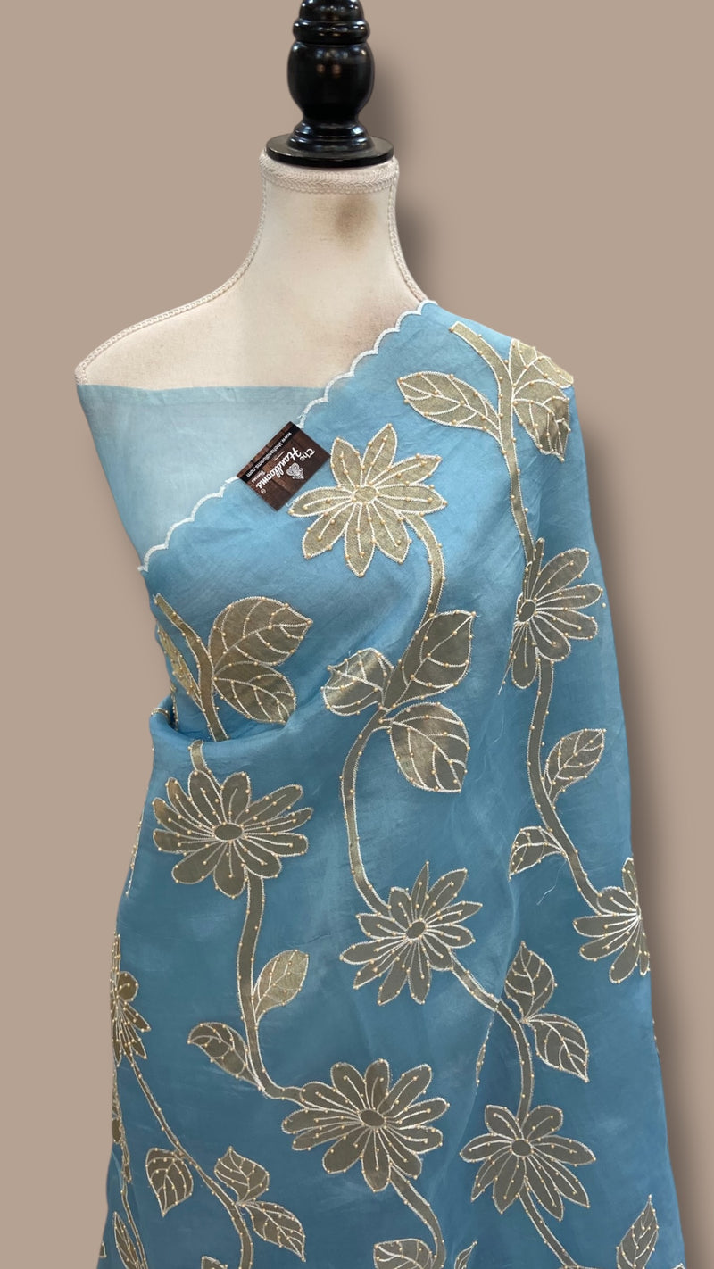 Pure Organza Handloom Banarasi Saree - Handwork - The Handlooms