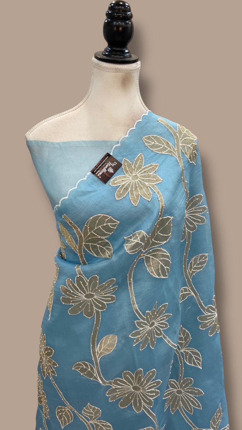 Pure Organza Handloom Banarasi Saree - Handwork - The Handlooms