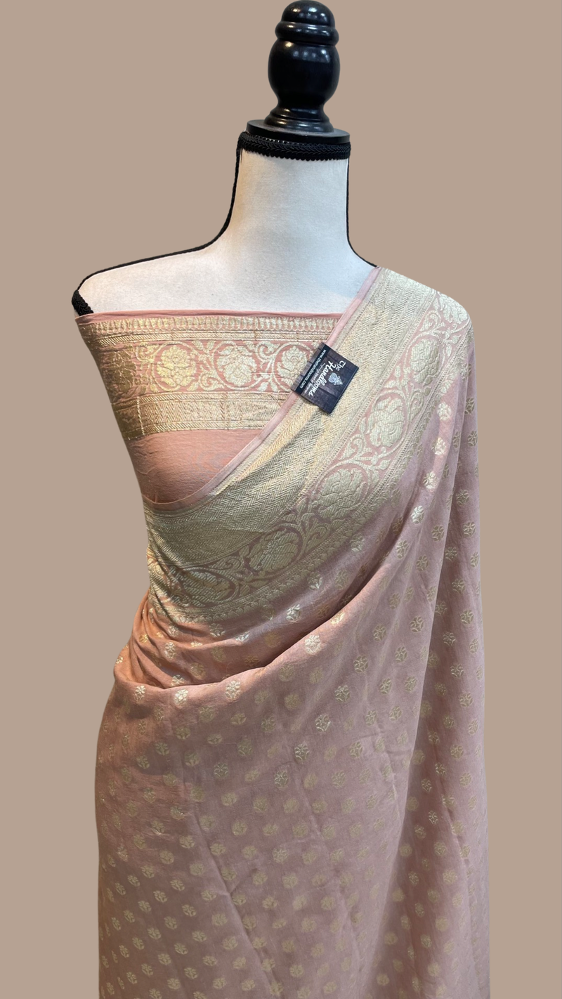 Moonga Georgette Handloom Banarasi Saree - The Handlooms