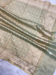 Pure Tissue Reshmi Zari Banarasi Brocade Handloom Dupatta - The Handlooms