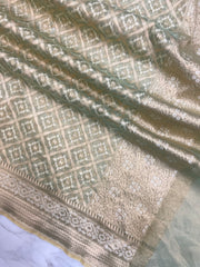 Pure Tissue Reshmi Zari Banarasi Brocade Handloom Dupatta - The Handlooms