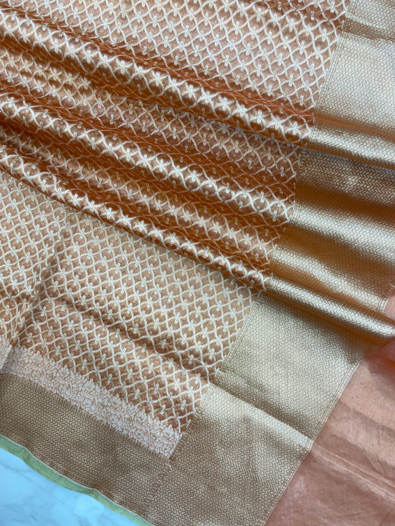 Pure Tissue Reshmi Zari Banarasi Brocade Handloom Dupatta - The Handlooms