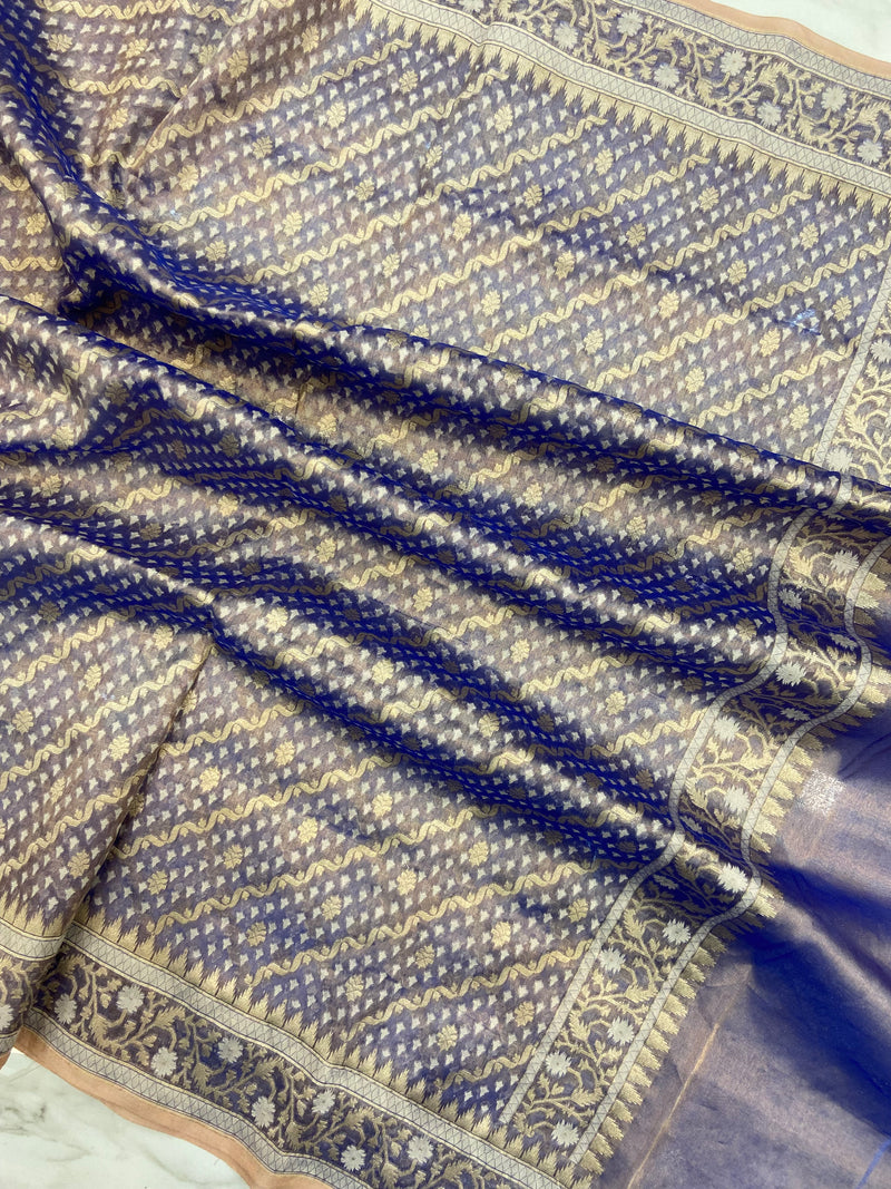 Pure Tissue Reshmi Zari Banarasi Brocade Handloom Dupatta - The Handlooms