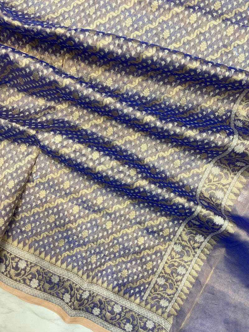 Pure Tissue Reshmi Zari Banarasi Brocade Handloom Dupatta - The Handlooms