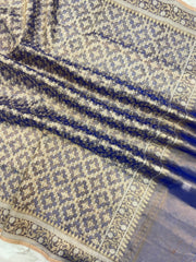 Pure Tissue Reshmi Zari Banarasi Brocade Handloom Dupatta - The Handlooms