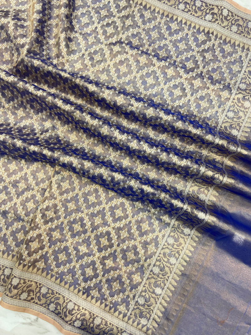 Pure Tissue Reshmi Zari Banarasi Brocade Handloom Dupatta - The Handlooms