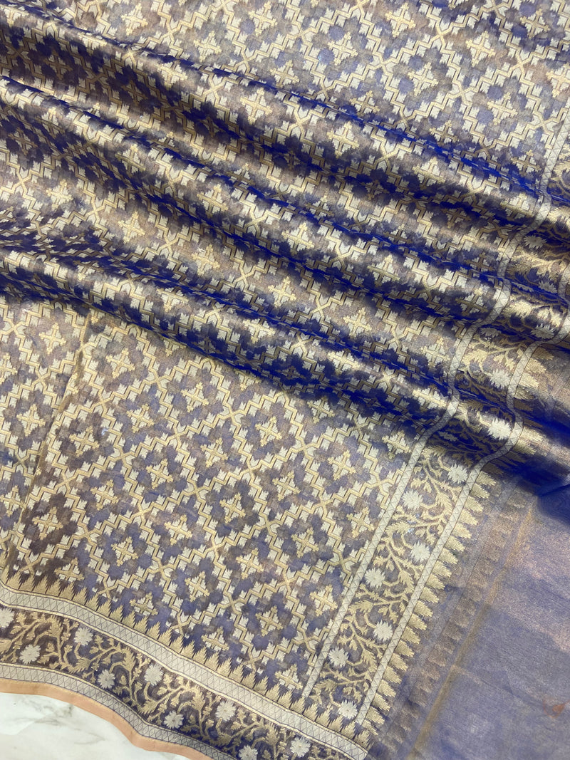 Pure Tissue Reshmi Zari Banarasi Brocade Handloom Dupatta - The Handlooms