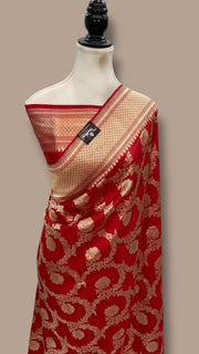 Pure Katan Silk Banarasi Handloom Saree - All Over Kadiyal Jaal Work - The Handlooms