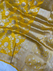 Pure Katan Silk Banarasi Handloom Saree - All over Sona Roopa Jaal work - The Handlooms