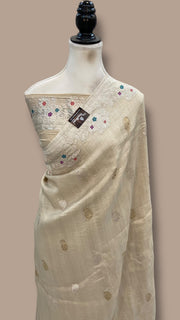 Tussar Georgette Handloom Banarasi Saree - Water Zari - The Handlooms