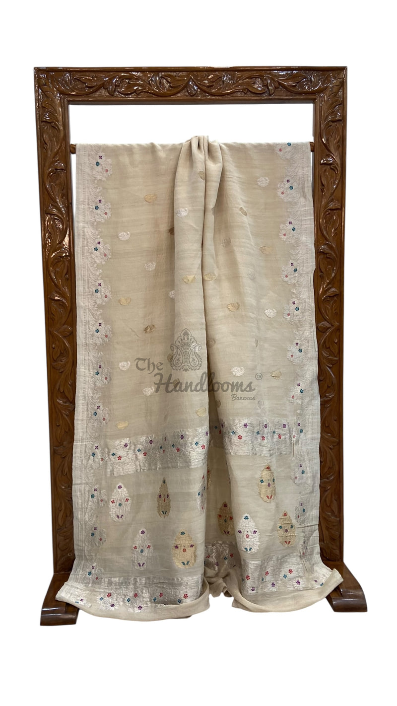 Tussar Georgette Handloom Banarasi Saree - Water Zari - The Handlooms