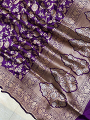 Pure Katan Silk Banarasi Handloom Saree - All over Sona Roopa Jaal work - The Handlooms