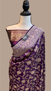 Pure Katan Silk Banarasi Handloom Saree - All over Sona Roopa Jaal work - The Handlooms