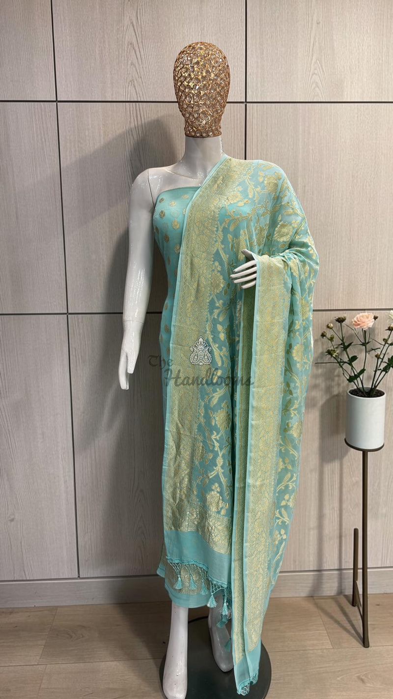 Pure Khaddi Georgette Banarasi Dress material