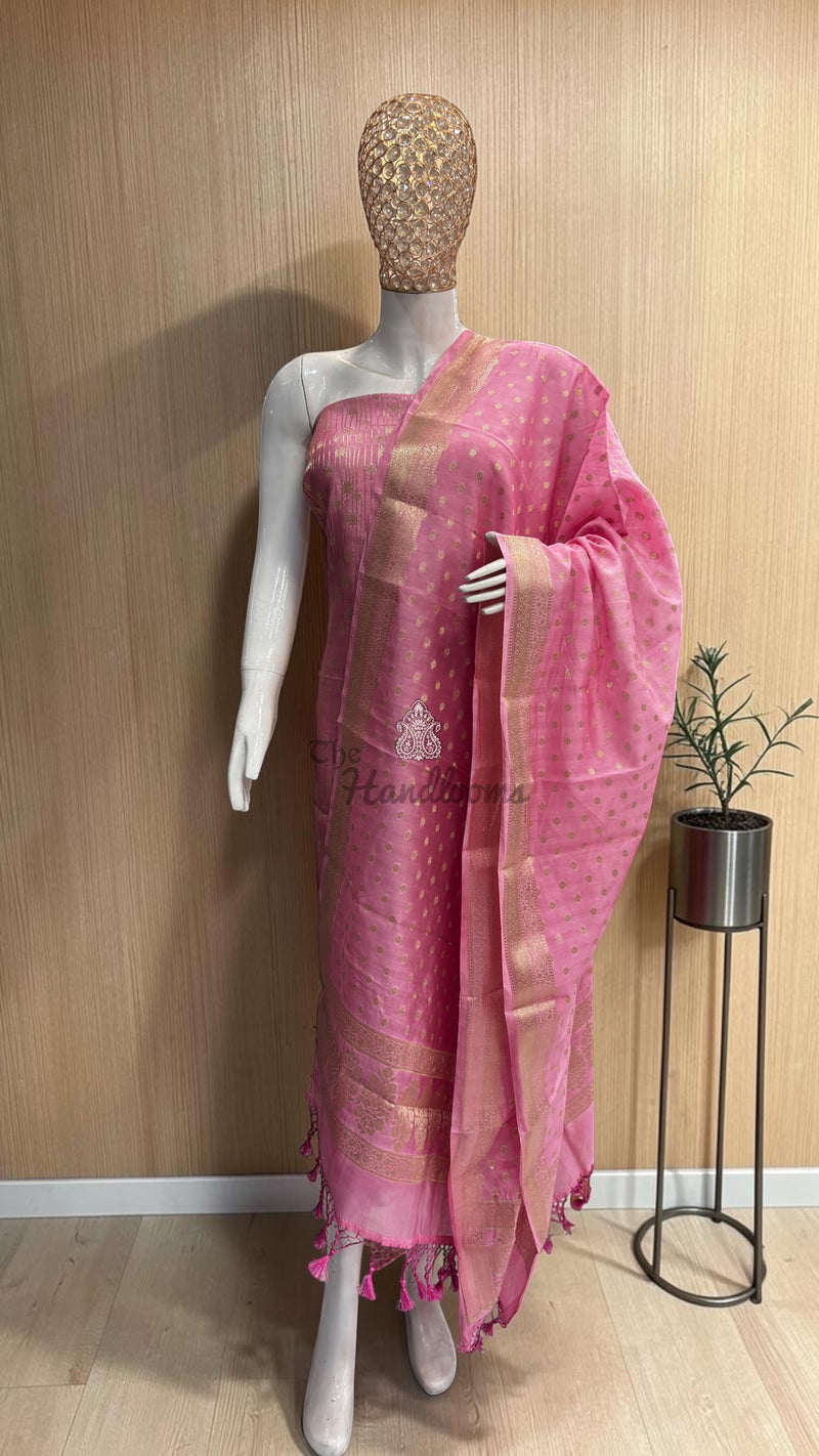 Pure Chanderi Cotton Banarasi Dress material