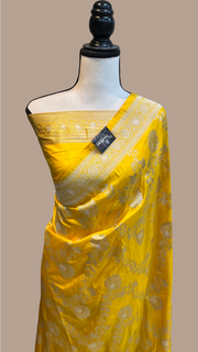 Pure Katan Silk Banarasi Handloom Saree - All over Sona Roopa Jaal work - The Handlooms