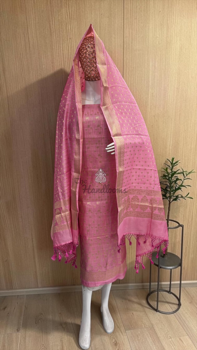 Pure Chanderi Cotton Banarasi Dress material