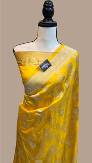 Pure Katan Silk Banarasi Handloom Saree - All over Sona Roopa Jaal work - The Handlooms