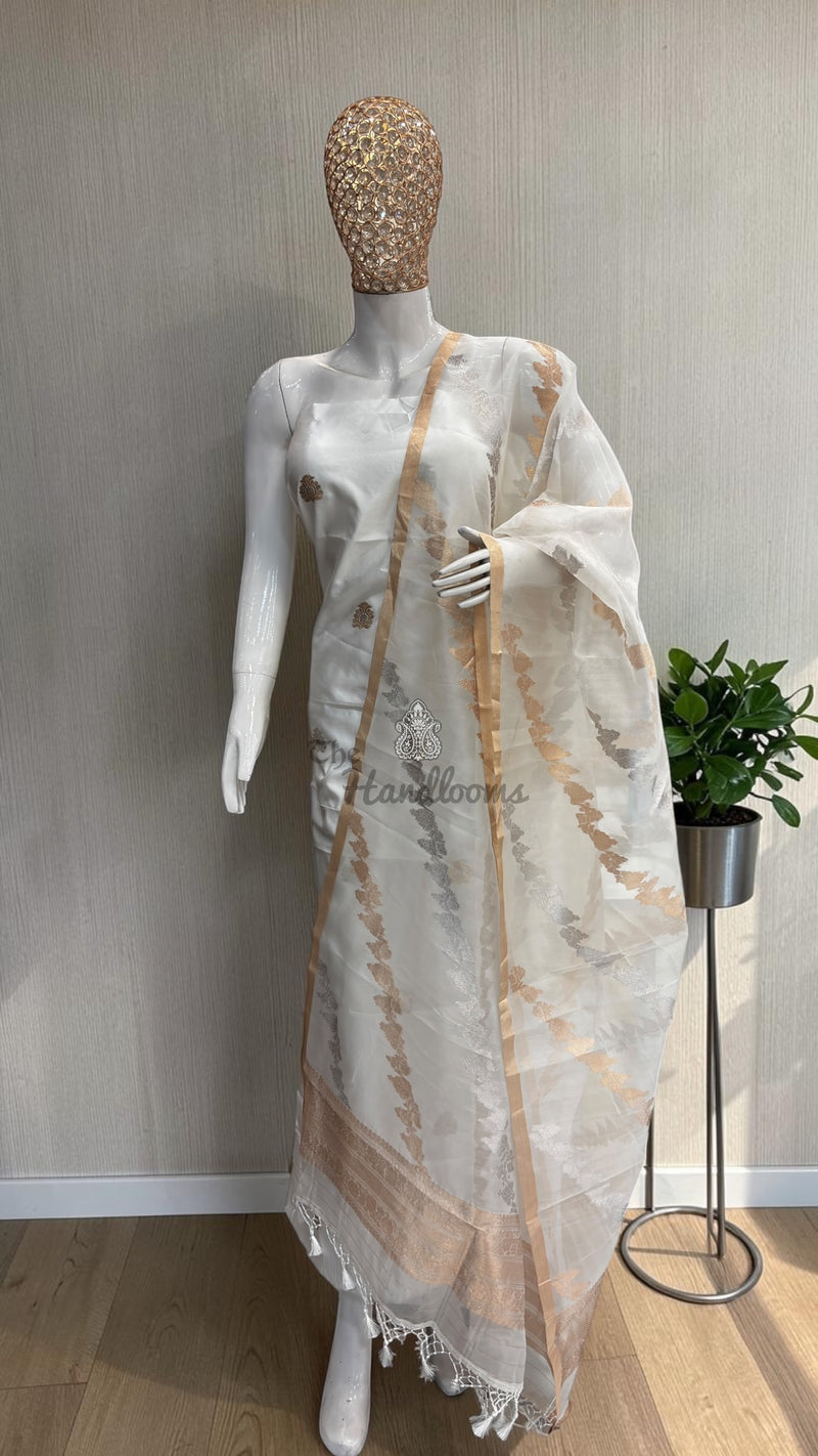 Pure Katan Silk Handlooms Banarasi Dress material With Organza Dupatta