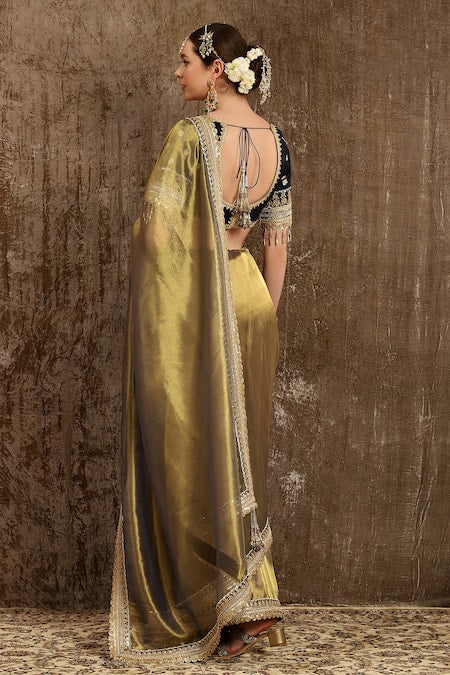 Pure Kora Tissue Handloom Banarasi Saree With Lacework - The Handlooms