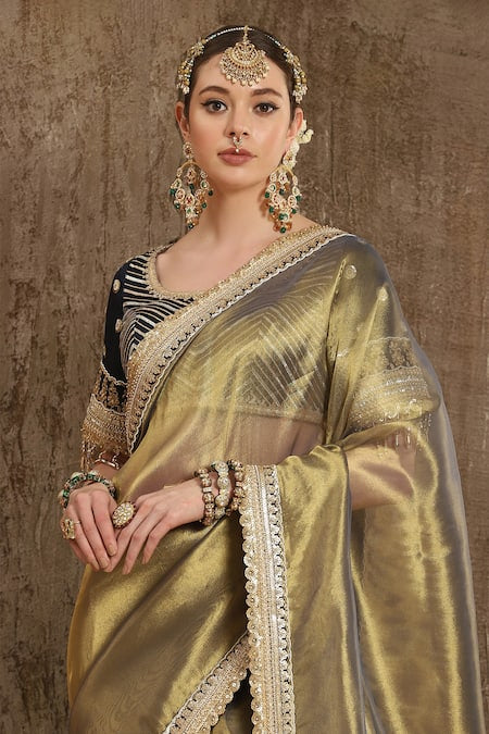 Pure Kora Tissue Handloom Banarasi Saree With Lacework - The Handlooms