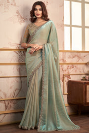 Pure Kora Tissue Handloom Banarasi Saree With Lacework - The Handlooms