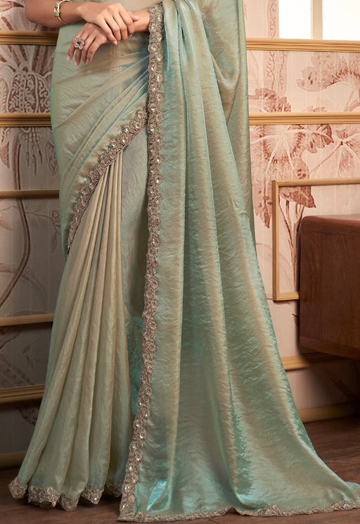 Pure Kora Tissue Handloom Banarasi Saree With Lacework - The Handlooms